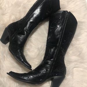 Helen’s Heart Blingy Black Sequin Boots